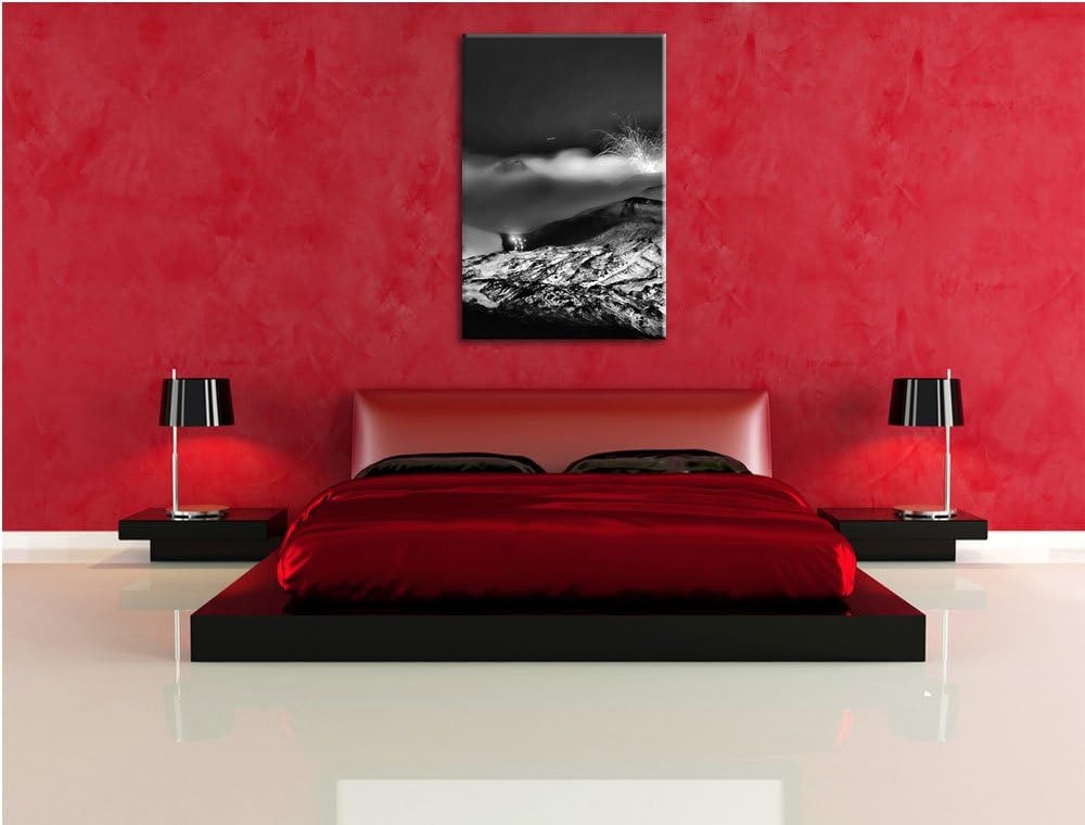 Pixxprint Monocrome, Gefährlicher Vulkanausbruch, Format: 100x70 auf Leinwand, 100x70