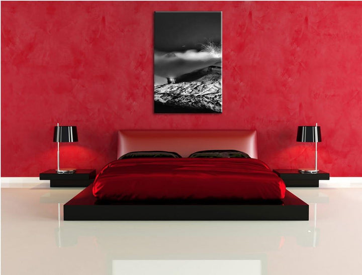 Pixxprint Monocrome, Gefährlicher Vulkanausbruch, Format: 100x70 auf Leinwand, 100x70