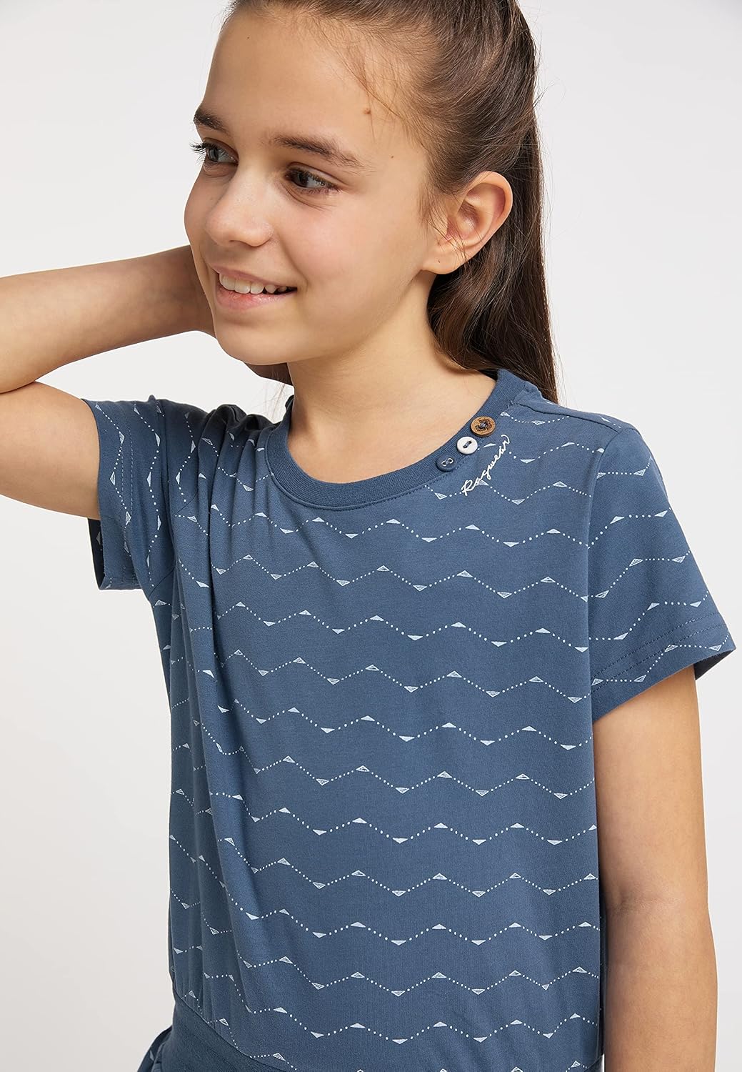Ragwear Mädchen Kleid MAGY Zig ZAG Sommerkleid in sommerlichen Farben aus weicher Baumwolle 128 Blau