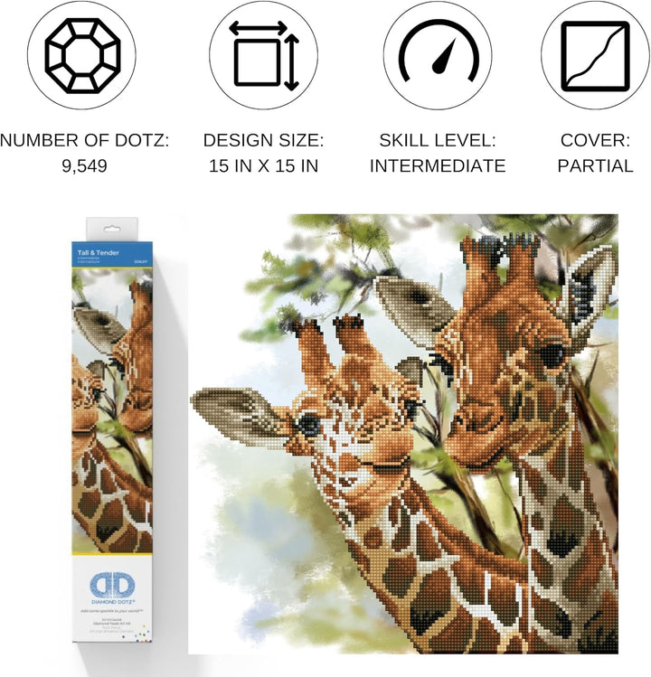 DIAMOND DOTZ DD8.017 - Original 5D Diamond Painting Set Giraffen Gross & Zart, Kreativset mit 9.549