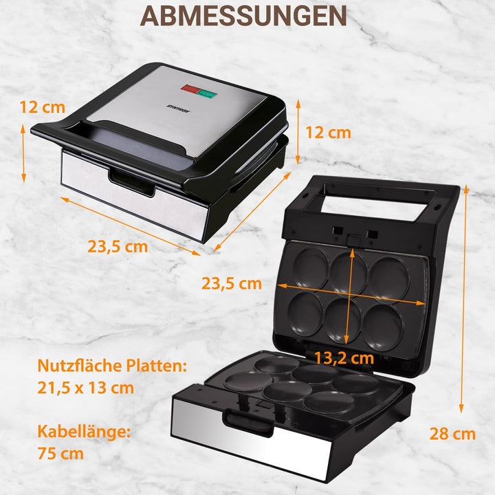 Syntrox Corn Pie Maker mit Wechselplatten, Edelstahl, schnelles Aufheizen, Antihaftbeschichtet, vers