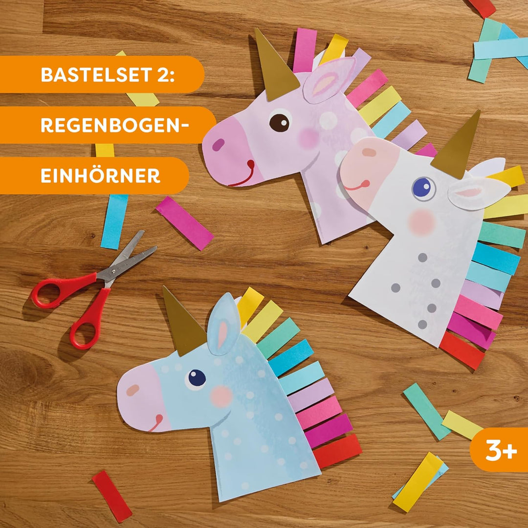 HABA Sachenmacher Bastelset Einhörner im 2er Bundle – Erstes Schneiden & Falten für Kinder ab 3 Jahr
