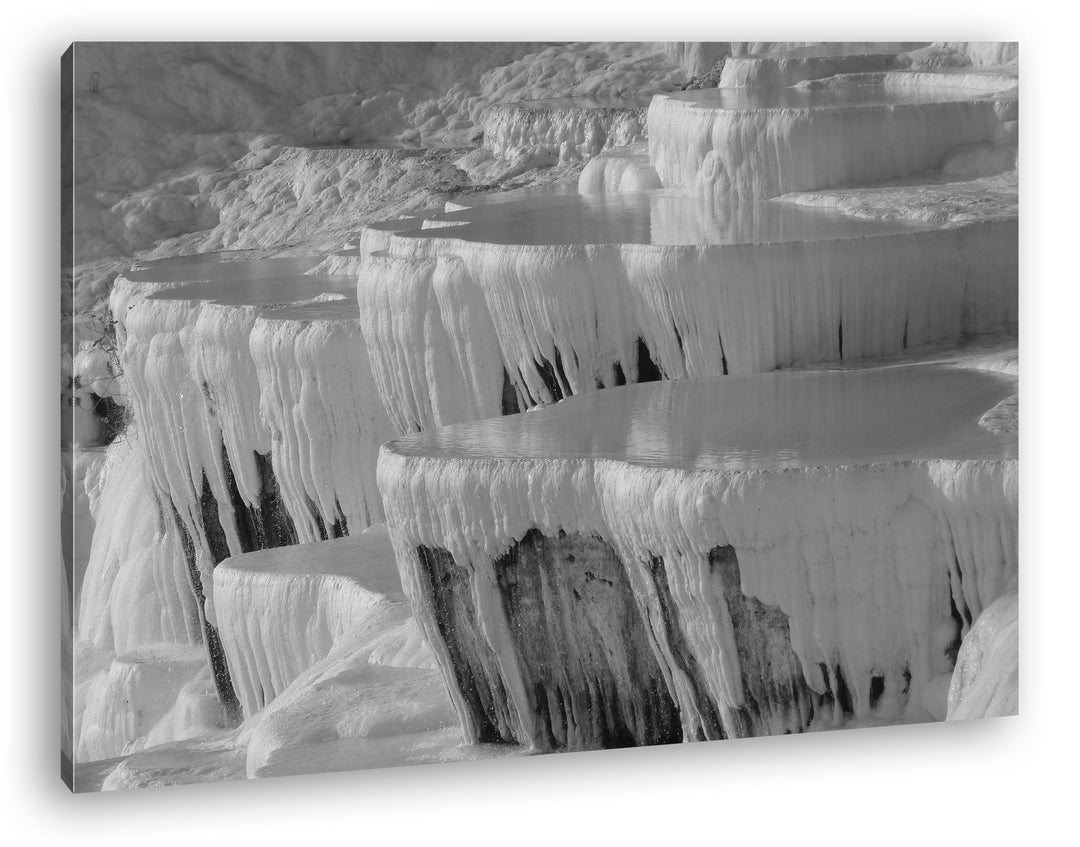 deyoli Kalksinterterrassen in Pamukkale Effekt: Schwarz/Weiss im Format: 80x60 als Leinwandbild, Mot