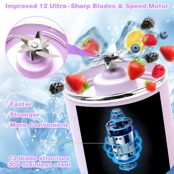 Tragbarer Mixer, 700 ml Mixer Smoothie, Mini-Standmixer mit 12 Edelstahlklingen und Digitalanzeige,