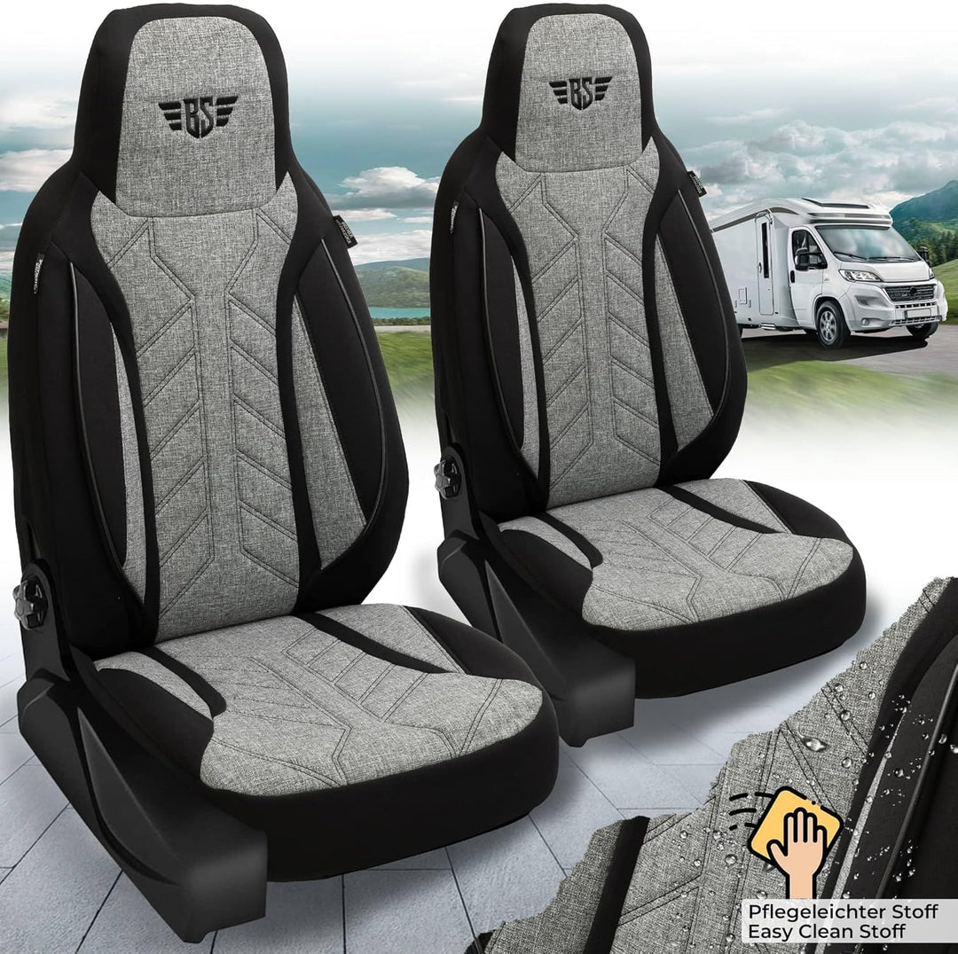 BREMER SITZBEZÜGE Wohnmobil Schonbezüge für FIAT Ducato Jumper Boxer PLKT201 PLKT201 - Schwarz/Grau,