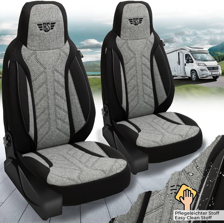 BREMER SITZBEZÜGE Wohnmobil Schonbezüge für FIAT Ducato Jumper Boxer PLKT201 PLKT201 - Schwarz/Grau,