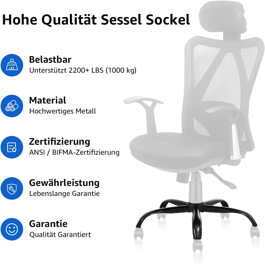 Mastery Mart Bürostuhl-Basis, Ersatz für Büro/Schreibtisch/Drehstuhl mit Kappe, Universal-Gaszylinde