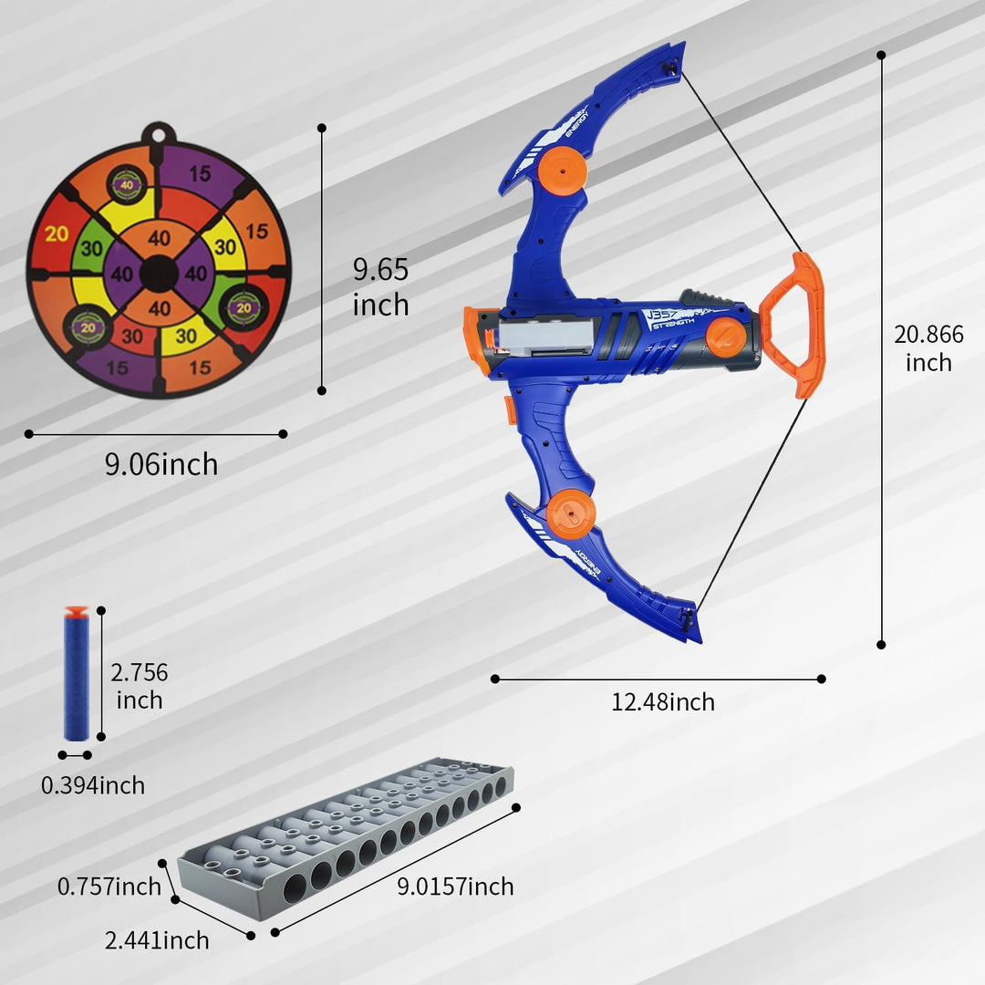 YTSWELE Pfeil und Bogen Set für Kinder kompatibel mit Nerf Gun Kugeln, 12-Dart Clip Shot Schaumstoff