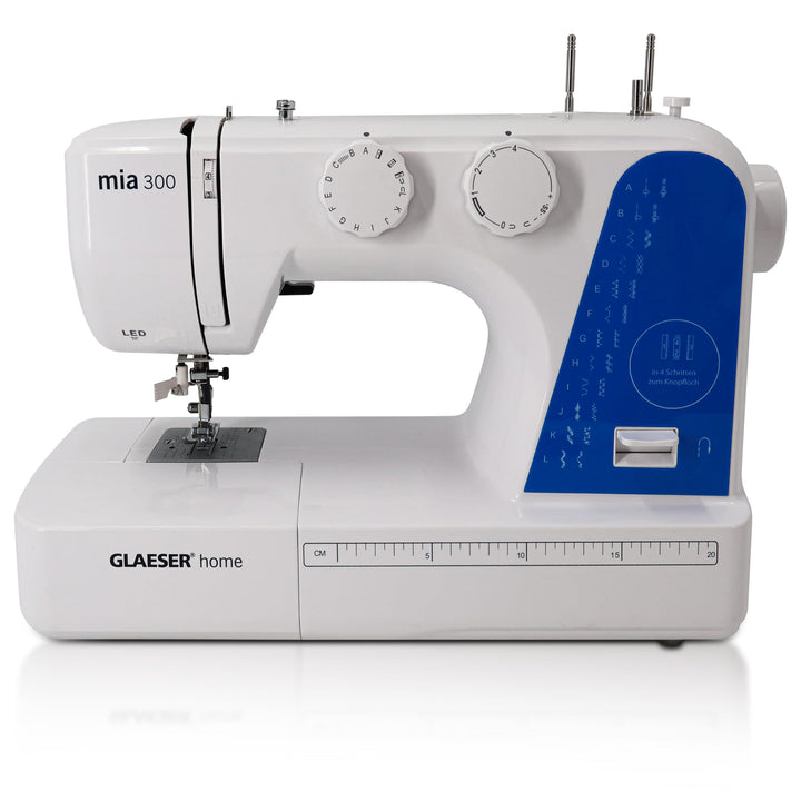 Nähmaschine easy GLAESER® home mia 300 | Anfänger Nähmaschine | Automatischer Einfädler | 24 Stich -