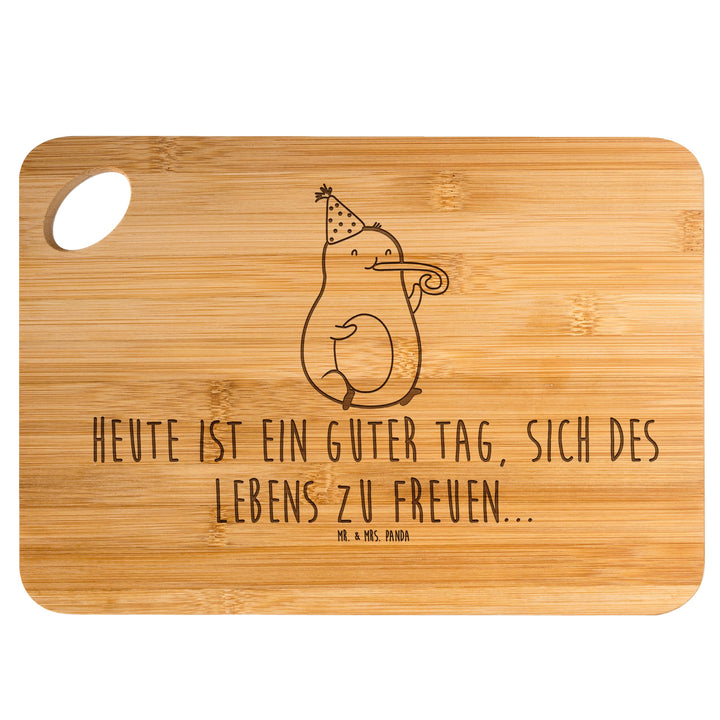Mr. & Mrs. Panda Bambus - Schneidebrett Avocado Feier - Geschenk, Tröte, Holzschneidebrett, Holz Bre