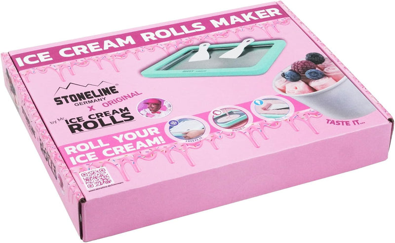 STONELINE by Mr. Ice Cream Rolls ORIGINAL Ice Cream Rolls Maker Eisplatte Mint 26x21x3,5 cm mit 2 Sp