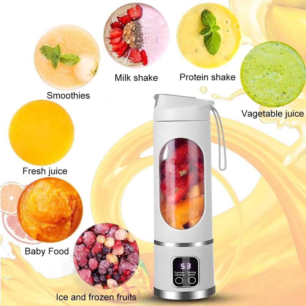 Ubdrud Tragbarer Mixer, 12 Klingen, Entsafterbecher für Saft-Shakes und Smoothies 450 ml Mini-Mixer