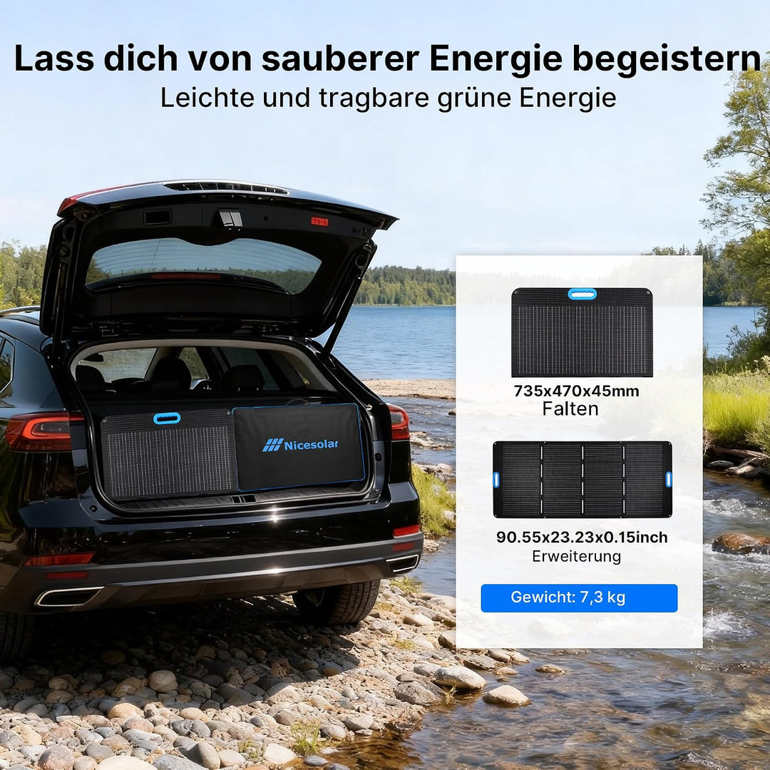Nicesolar Solarpanel Faltbar 200W Solarmodul für Tragbare Powerstation Solargenerator 200W-PERC, 200