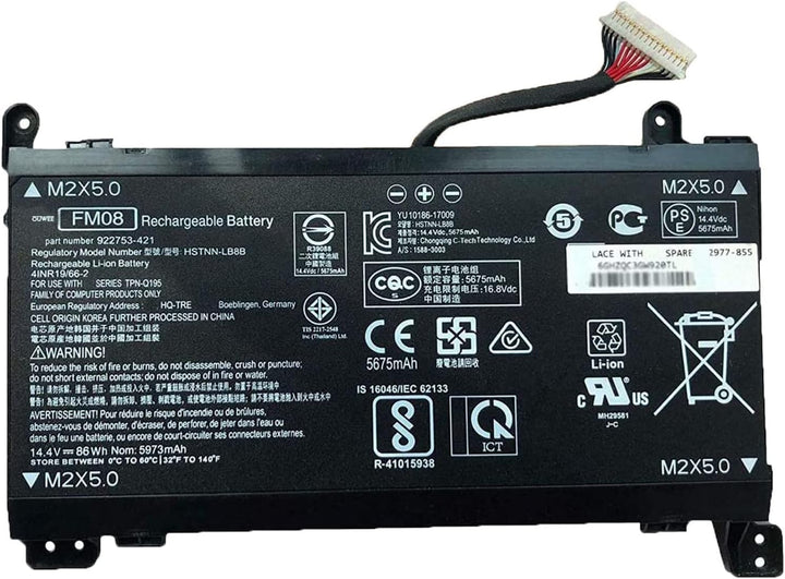 HSTNN-LB8B FM08 TPN-Q195 922752-421 922753-421 922976-855 Laptop-Akku-Ersatz für HP Omen 17-AN013TX