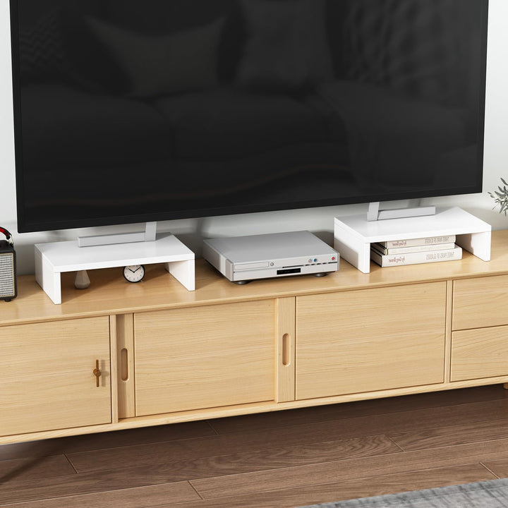 TEAMIX Monitorständer aus Holz, 2 Etagen, verstellbar, für 2 Monitore/Laptop/PC, Computer-Ständer fü