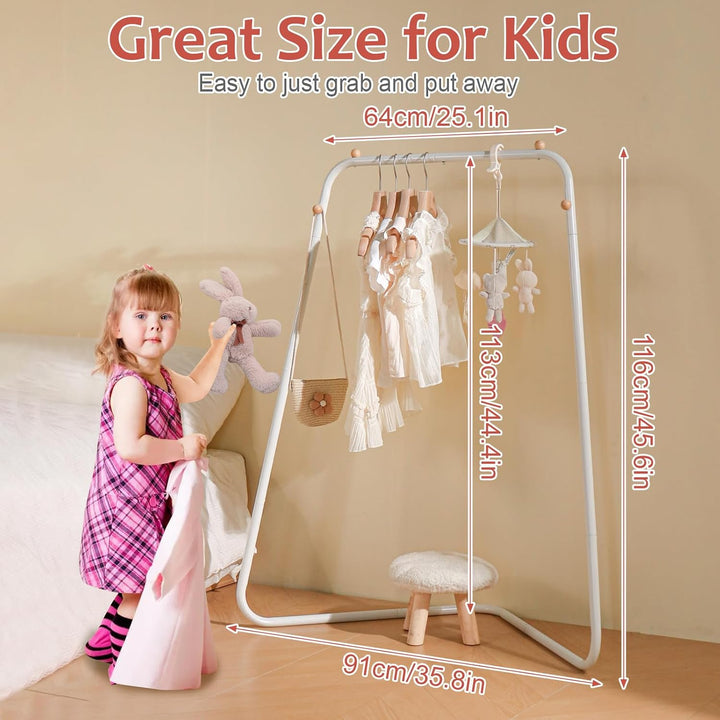 YGJT Kinder Kleiderständer, Garderobe mit Ablage & Kleiderstange für Kinderzimmer, Mädchenzimmer & S