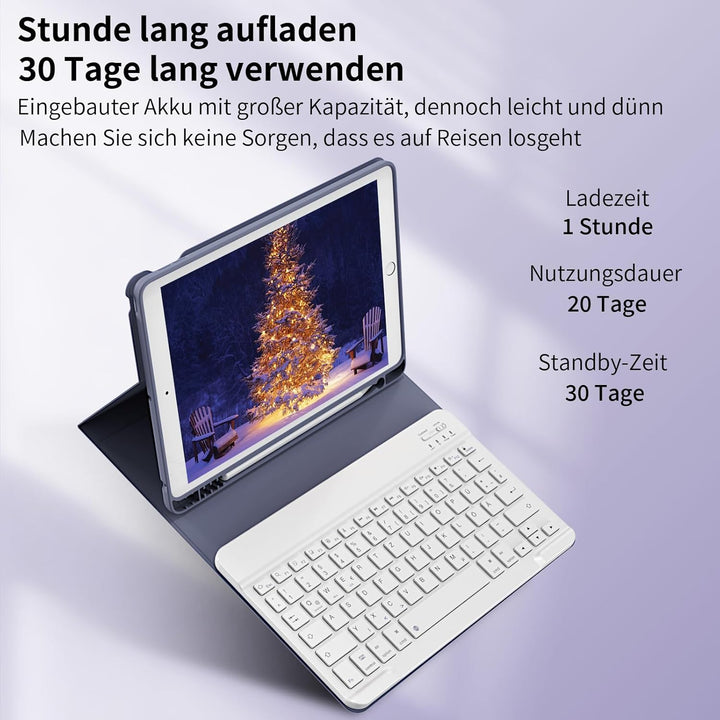 Tastatur Hülle für iPad 10,2 Zoll 9. 8. 7. Generation 2021 2020 2019, Abnehmbarer Bluetooth QWERTZ K