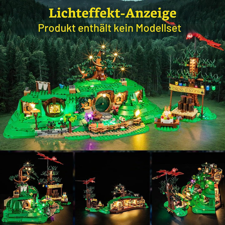 GEAMENT LED Licht-Set Kompatibel mit Lego Der Herr der Ringe: Das Auenland (The Shire) Icons 10354 B