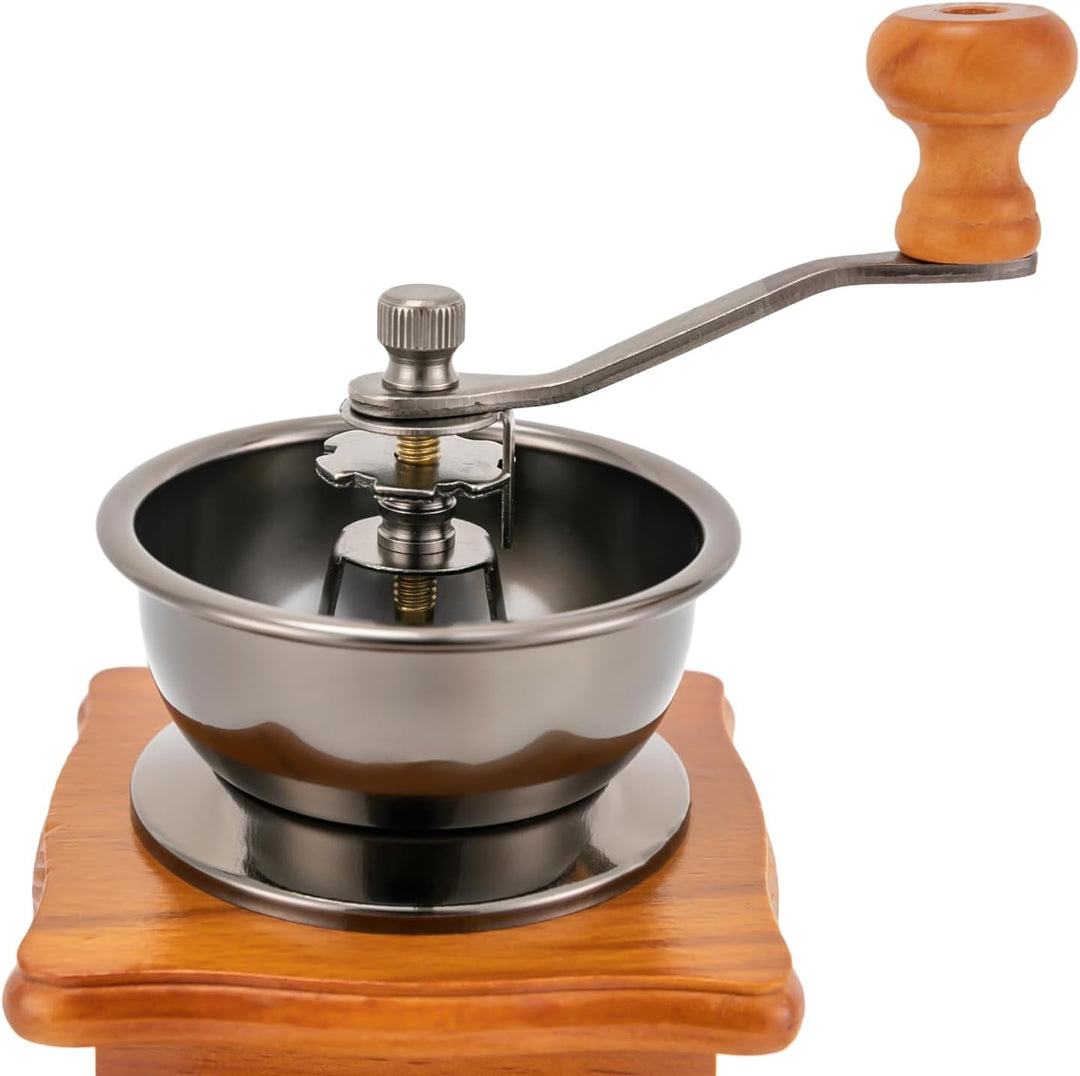 Kaffeemühle - Manuelle Bohnenmühle für Kaffeemahlung zu Hause - Retro-Design (Holz, Keramik, Edelsta