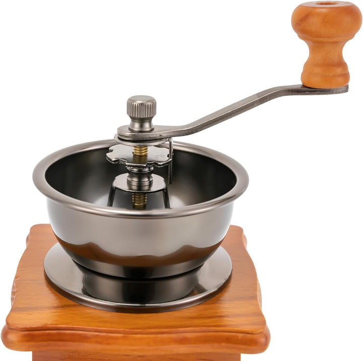 Kaffeemühle - Manuelle Bohnenmühle für Kaffeemahlung zu Hause - Retro-Design (Holz, Keramik, Edelsta