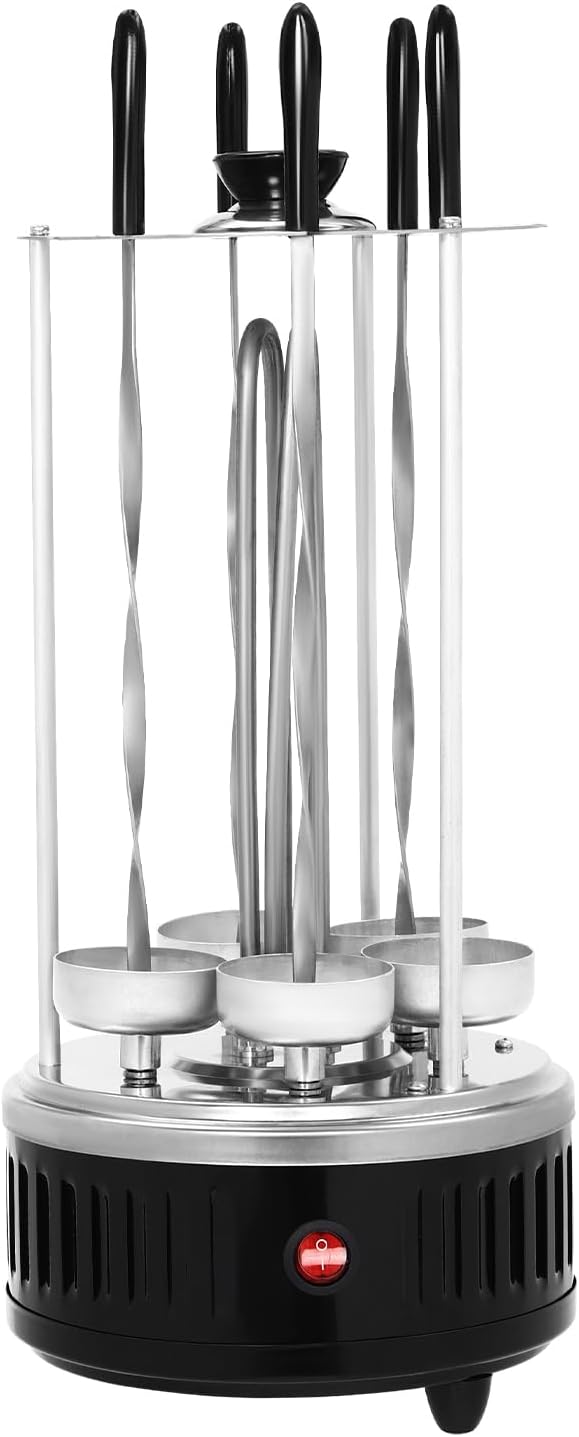 Vertikaler Edelstahl Elektro-Tischgrill inkl. 5 Spiesse, BBQ Vertikalgrill Rundgrill für Schaschlik-