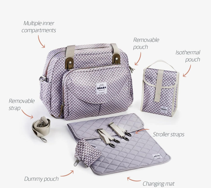 Béaba – Wickeltasche Genève II – Modulierbar, vielfältige Staumöglichkeiten – Vordertasche, Wickelun