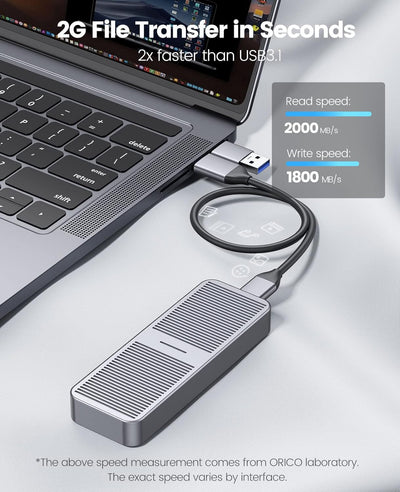 ORICO M.2 NVMe SSD Gehäuse 20 Gbps NVMe Case auf USB C 3.2 Gen2X2, Aluminium Externer Adapter für M2