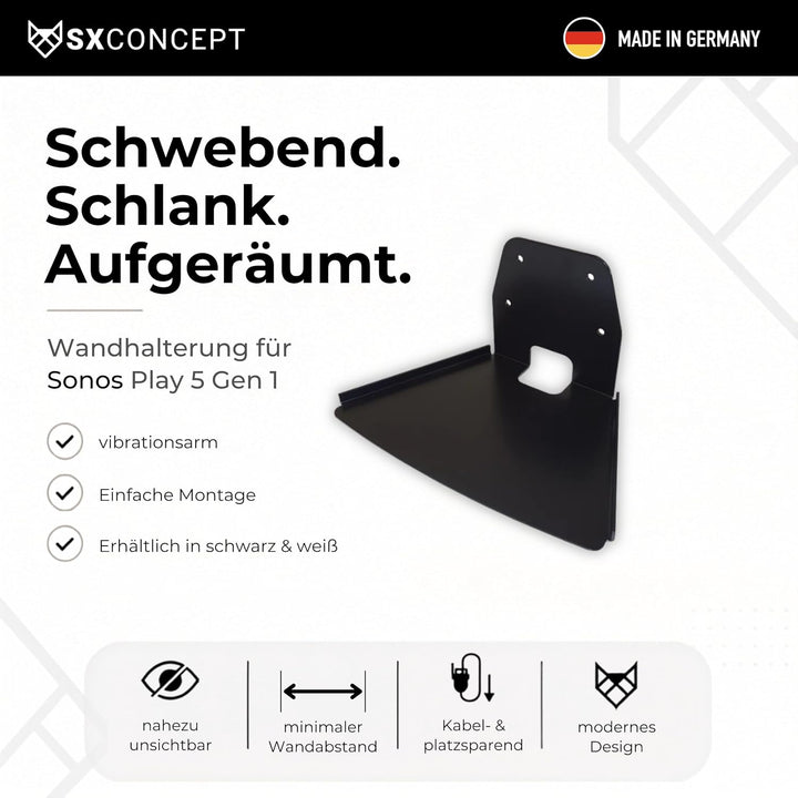 SX-Concept Wandhalterung für Sonos Play 5 Generation 1 schwarz, Schwarz