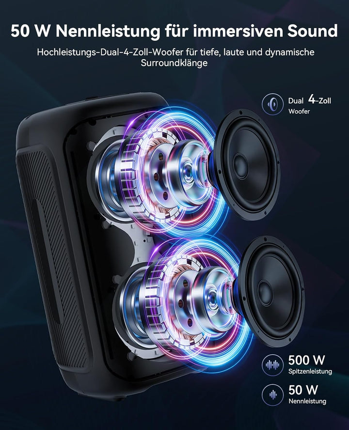 GKD40 Tragbare Karaoke-Maschine für Erwachsene, Bluetooth-Lautsprecher mit PA-System, 2 kabellose Mi