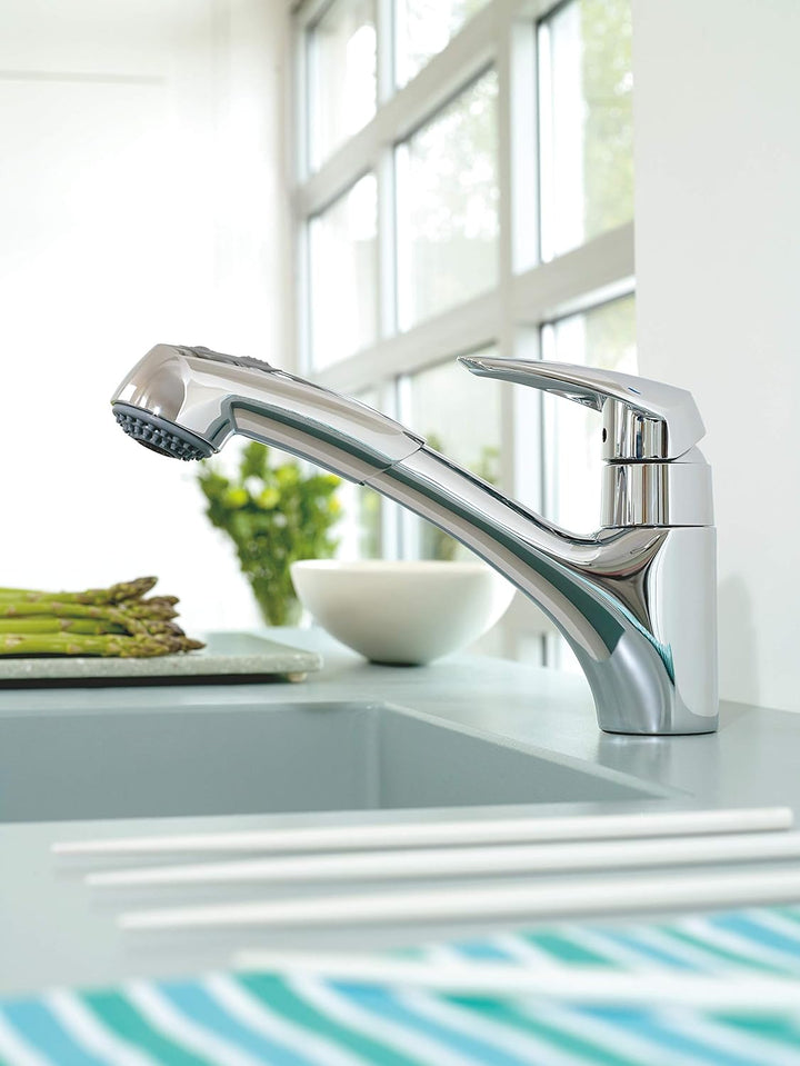GROHE Eurodisc - Einhand-Spültischbatterie (schwenkbarer Gussauslauf, flexible Anschlussschläuche, S