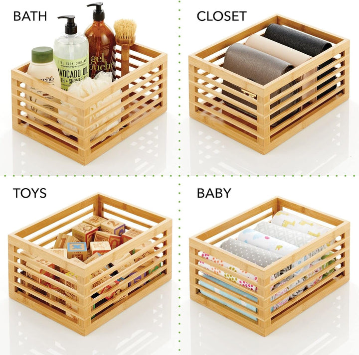 mDesign Küchen Organizer aus Bambus – umweltfreundliche Aufbewahrungsbox für den Küchenschrank, das