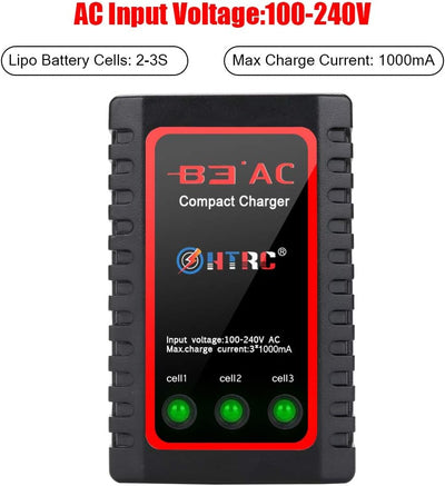Haisito B3 Lipo Ladegerät für 2S 3S Akku (7.4V, 11.1V), Kompaktes Airsoft-Schnellladegerät (100-240V