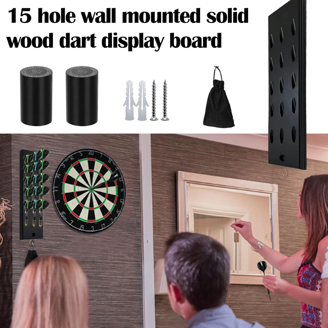 2 Stücke Darthalter aus Holz für 15 Pfeile, Wandbehang Ständer für Steeldarts und Softdarts, Aufbewa