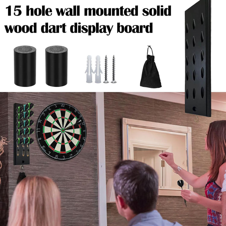 2 Stücke Darthalter aus Holz für 15 Pfeile, Wandbehang Ständer für Steeldarts und Softdarts, Aufbewa