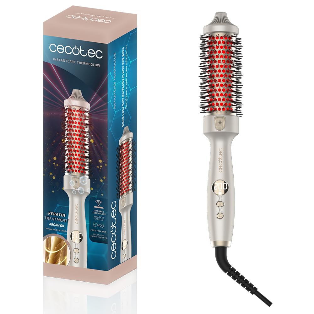 Cecotec Glättbürste mit Infrarot und InstantCare ThermoGlow Ionen-Technologie, 70 W, 5 Temperaturein