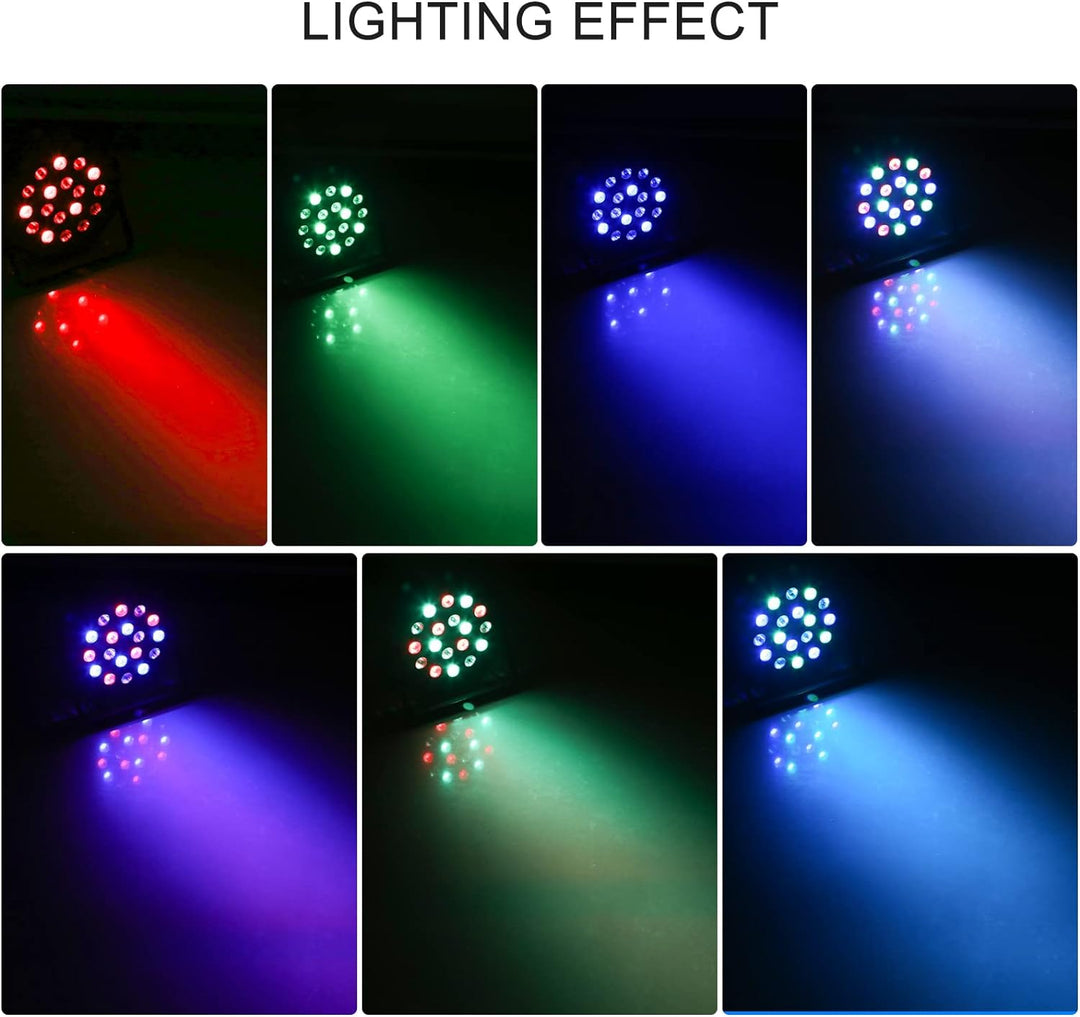 LED Par Beleuchtung, 18x1W LED RGB dmx Steuerung Lichter Sound aktiviert mit Fernbedienung für Party