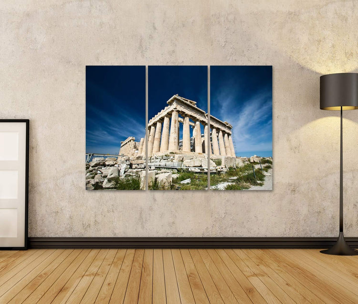 islandburner Bild auf Leinwand Akropolis Blauer Himmel Bilder Wandbilder Poster, Leinwand 130x80cm -