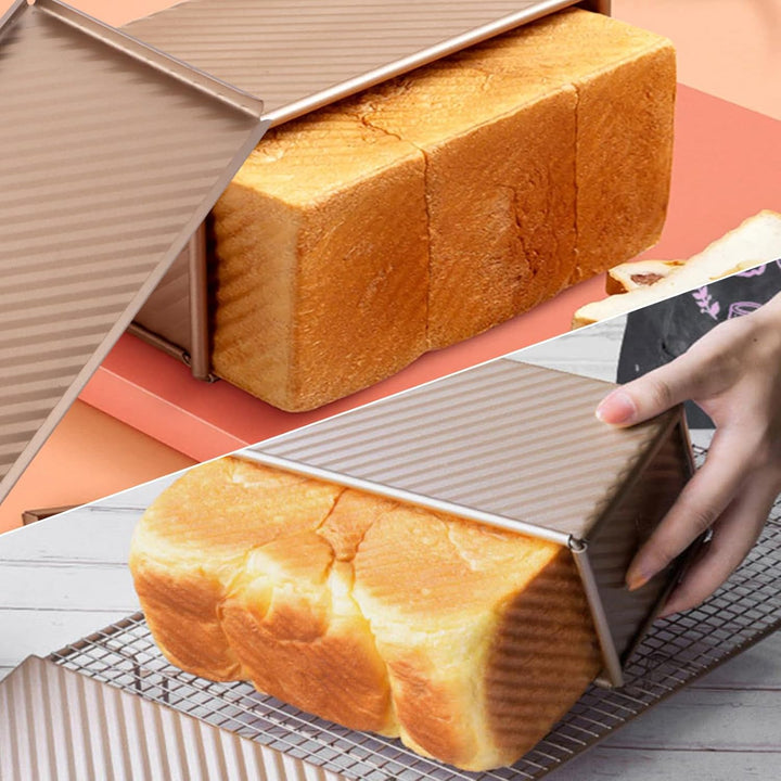 LOPYXBR Toastbrot Backform mit Deckel, 1000g Brotbackform aus Kohlenstoffstahl, 32x12x11,5cm Antihaf