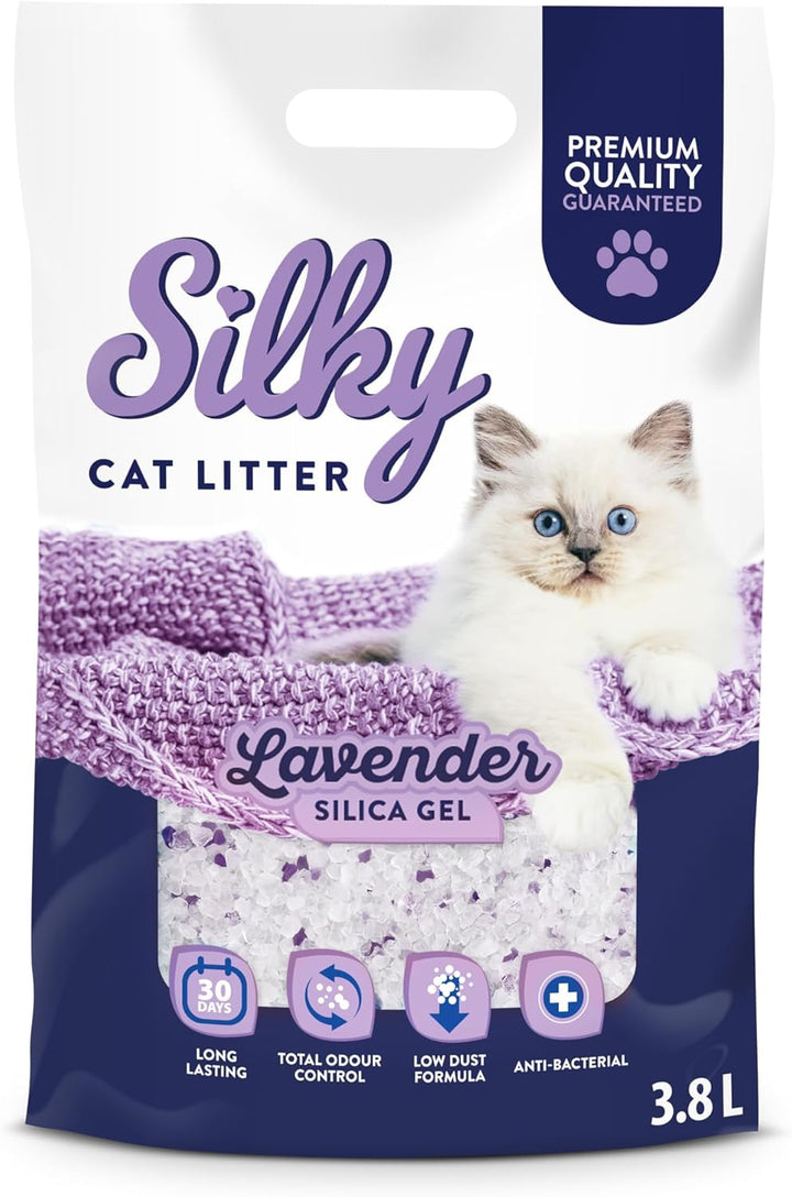 Silikat-Katzenstreu Lavender | 30,4L Satz | Hervorragende Geruchskontrolle, Staubfrei,Weich an den P