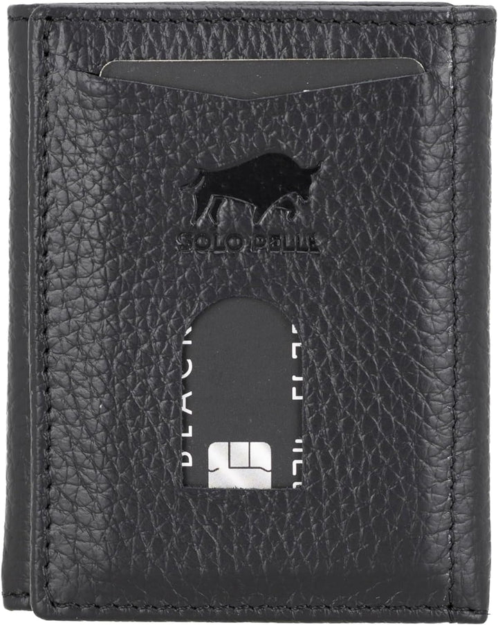 Solo Pelle NEU Slim Wallet mit Münzfach [12 Karten] Slimwallet Riga [RFID-Schutz] Kartenetui mit Mün