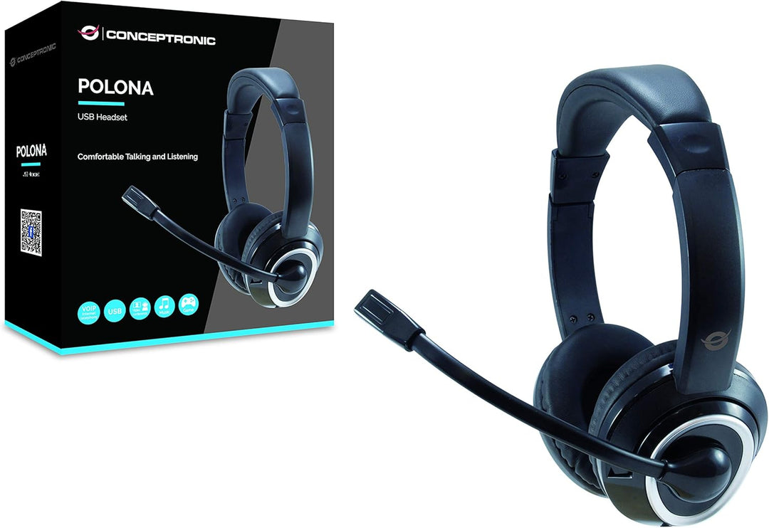 Conceptronic POLONA01B USB Headset + Mikrofon, schwarz