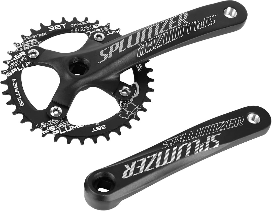 splumzer 170mm Vierkantkurbel für Mountainbike mit 104 Lochkreis 32/34/36/38T Kettenblatt, Wide Narr