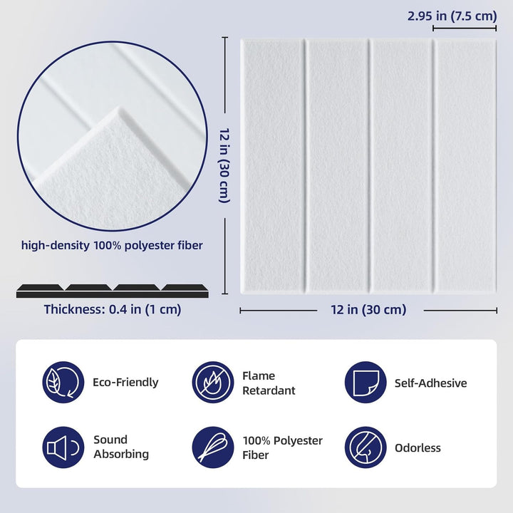 Vieshful 10 Stück Akustikpaneele Selbstklebend – 30x30x1cm Schallschutzplatten & Wandpaneele selbstk