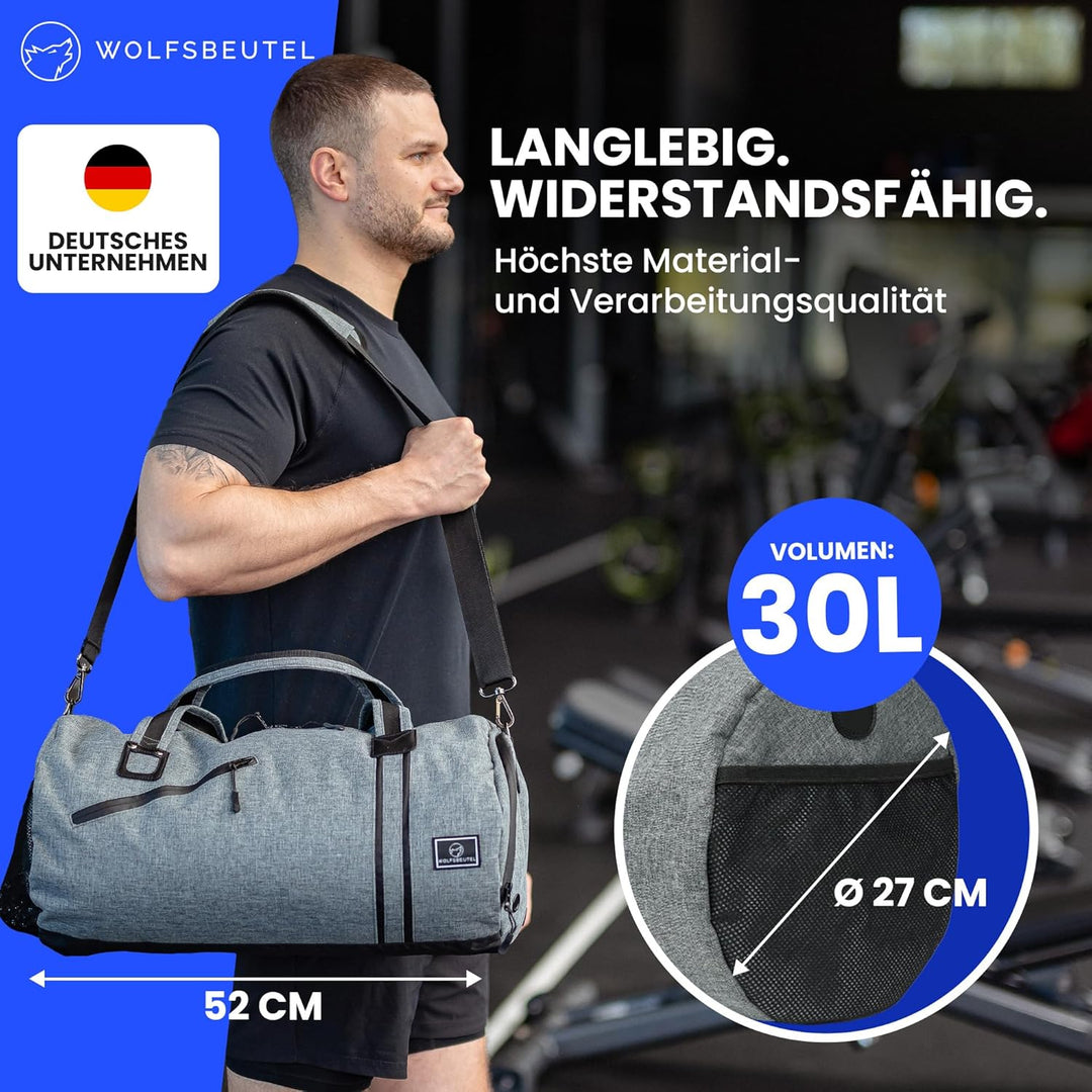 𝗪𝗢𝗟𝗙𝗦𝗕𝗘𝗨𝗧𝗘𝗟® 30L Sporttasche & Reisetasche für Damen & Herren mit Schuhfach & Nassfach | Wasserdicht
