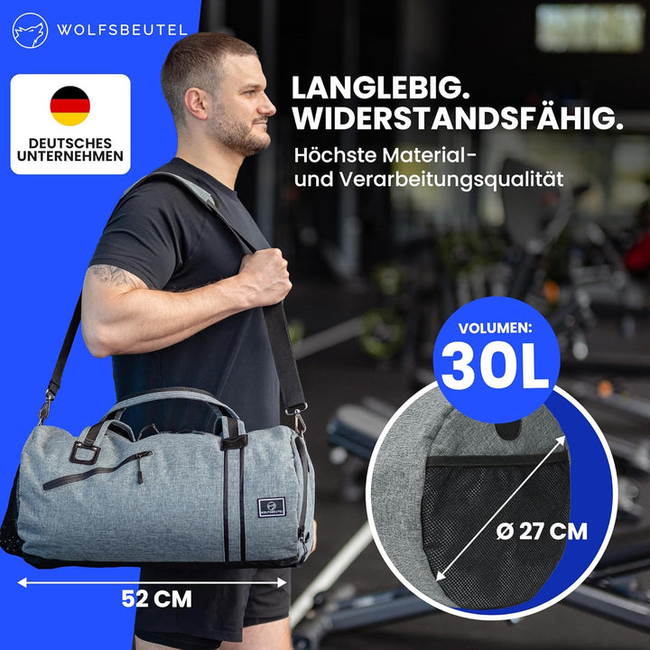 𝗪𝗢𝗟𝗙𝗦𝗕𝗘𝗨𝗧𝗘𝗟® 30L Sporttasche & Reisetasche für Damen & Herren mit Schuhfach & Nassfach | Wasserdicht