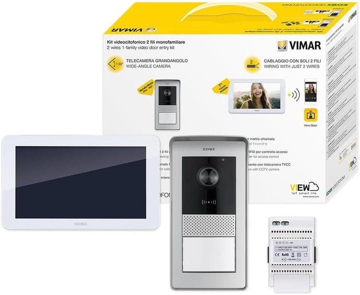 VIMAR K42955 Videosprechenalagen-Set enthält Freisprech-Touchscreen-Videohaustelefon LCD 7in und WLA