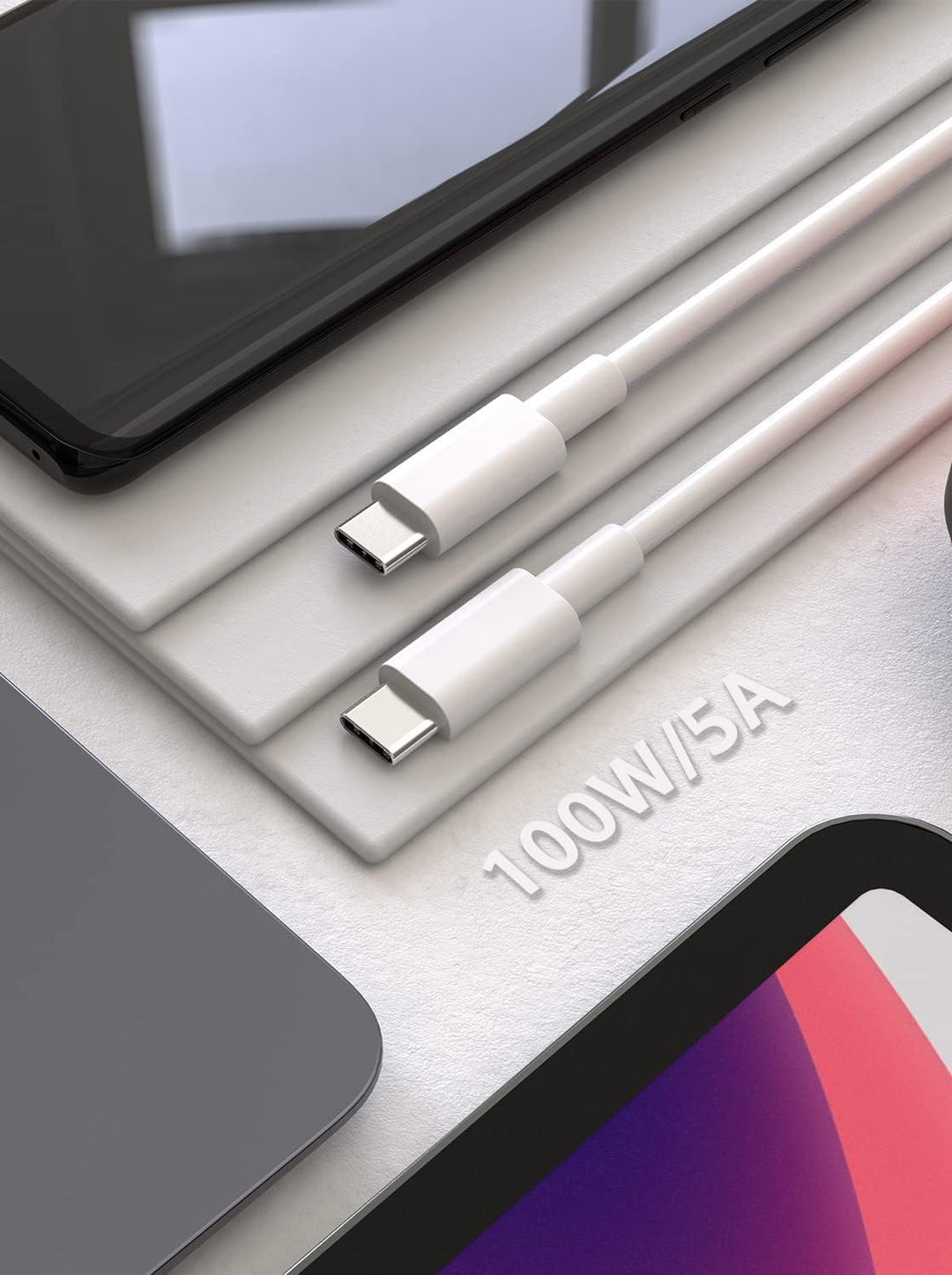 130W USB C Ladegerät, Type C PD 100W+QC 30W PPS GaN Netzteil mit 100W Schnellladekabel 4-Port USB C