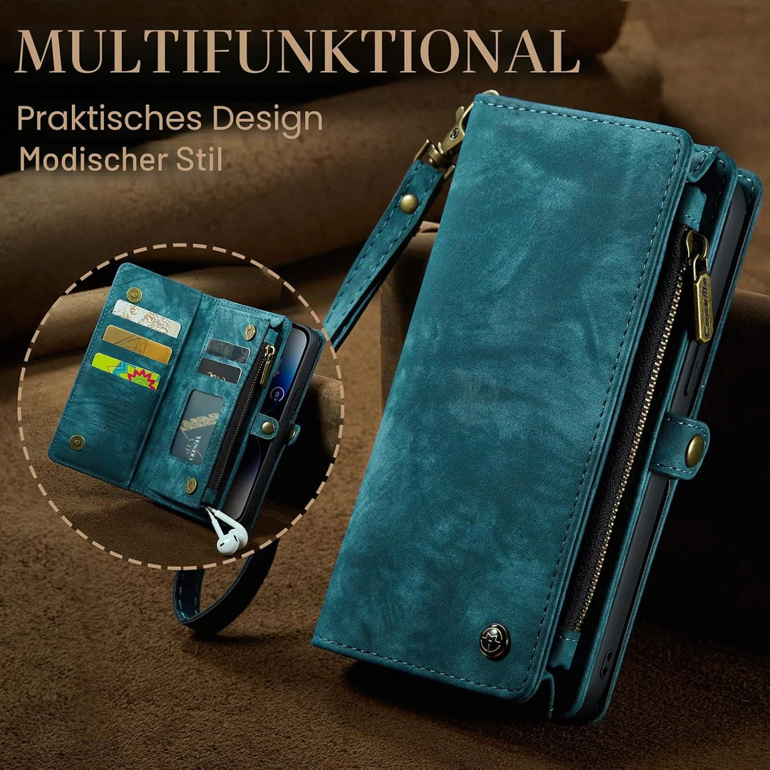 UFinetech iPhone 14 Pro Max Hülle, Flip Leder TPU Stossfeste Kartenfach Tasche Handyhülle iPhone 14