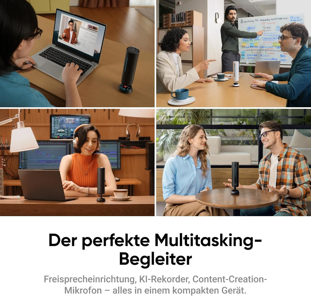 Insta360 Wave Graphitschwarz - KI-Freisprecheinrichtung, Bluetooth, Sprachrekorder, 8 Noise-Cancelli