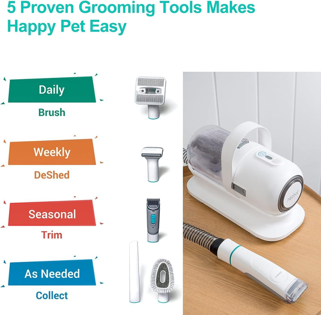 neabot P1 Pro Hundeschermaschine mit Tierhaar Staubsauger, Profi Haustierpflegeset, leise Schermasch